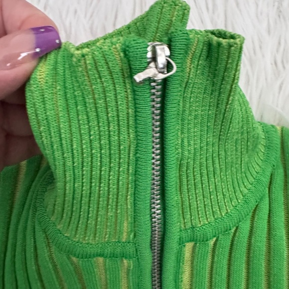 Simon Miller Green Peep Zip Sweater XS ZIPPER PULL MISSING - Picture 2 of 6